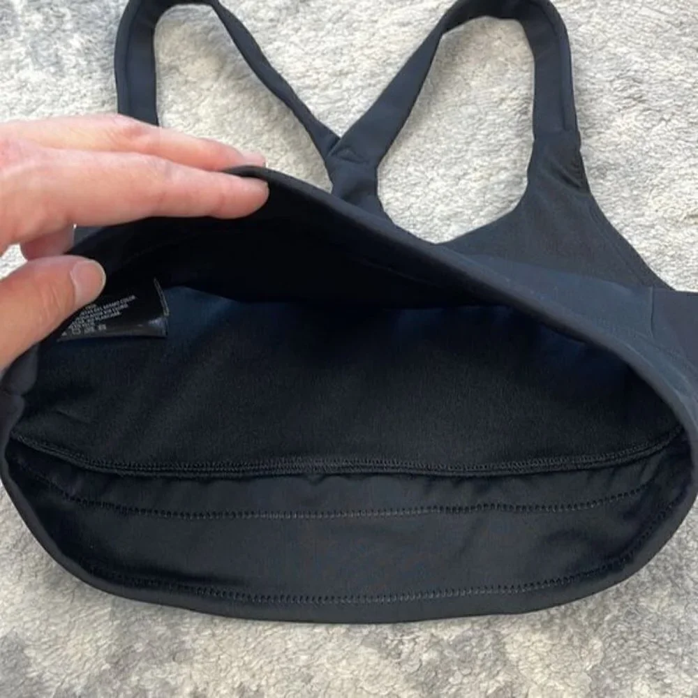 New Natori Impulse Racerback V Back Sports Bra Black Unpadded Athleisure XS